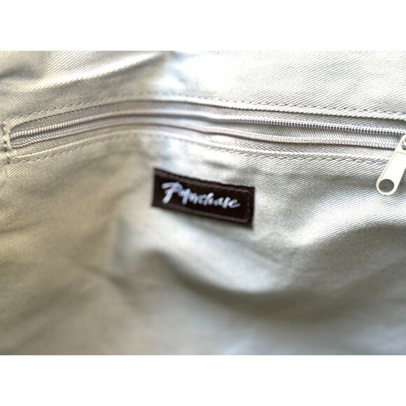 NWT Paperchase Light Grey Felted Fabric Multicolor Floral Messenger Bag 16x12x5 - Picture 2 of 7